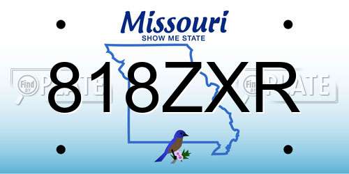 818ZXR Missouri License Plate
