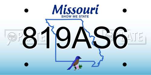 819AS6 Missouri License Plate