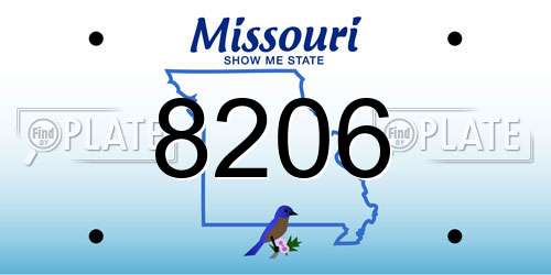 8206 Missouri License Plate