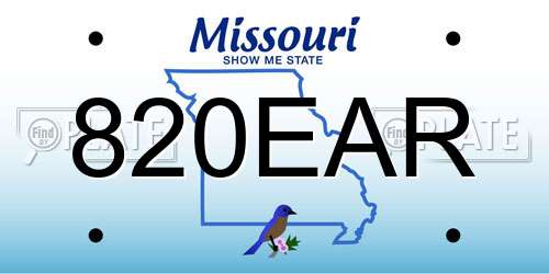 820EAR Missouri License Plate