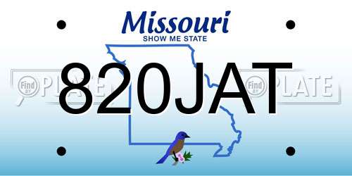 820JAT Missouri License Plate