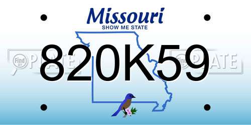 820K59 Missouri License Plate