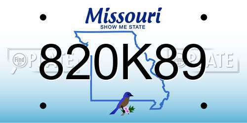 820K89 Missouri License Plate