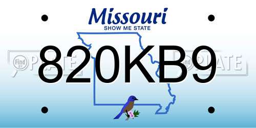 820KB9 Missouri License Plate