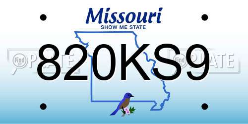 820KS9 Missouri License Plate