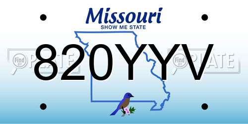 820YYV Missouri License Plate
