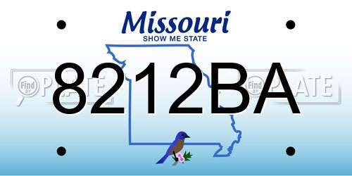 8212BA Missouri License Plate