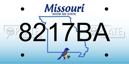 8217BA Missouri License Plate