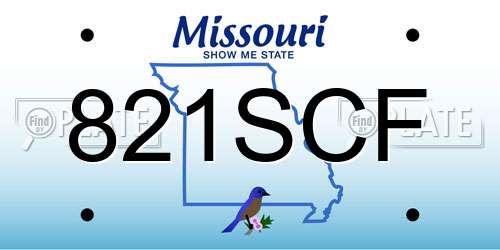 821SCF Missouri License Plate
