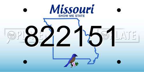 822151 Missouri License Plate