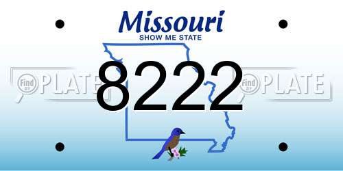 8222 Missouri License Plate
