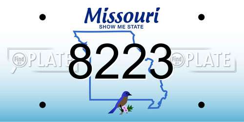 8223 Missouri License Plate