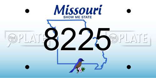 8225 Missouri License Plate