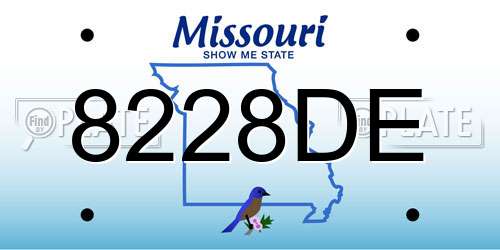 8228DE Missouri License Plate