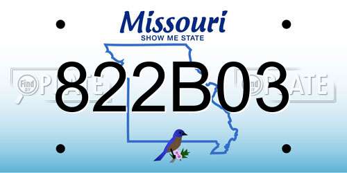 822B03 Missouri License Plate