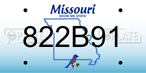 822B91 Missouri License Plate