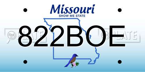 822BOE Missouri License Plate