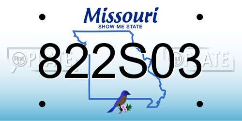 822S03 Missouri License Plate