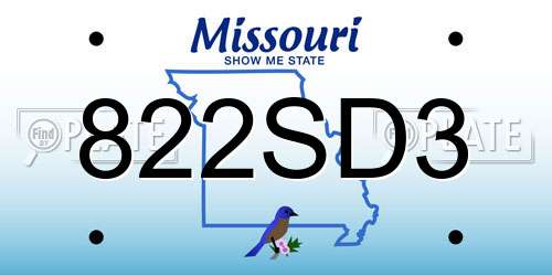822SD3 Missouri License Plate