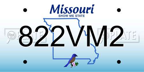 822VM2 Missouri License Plate