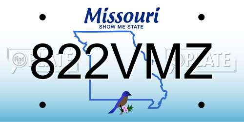 822VMZ Missouri License Plate