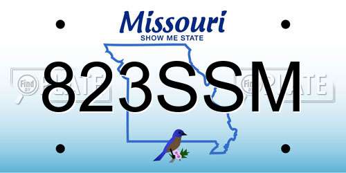 823SSM Missouri License Plate