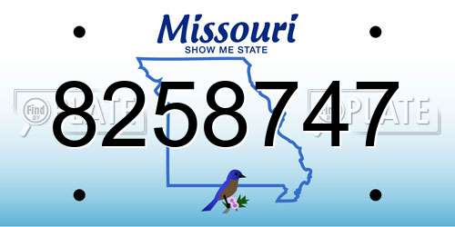 8258747 Missouri License Plate