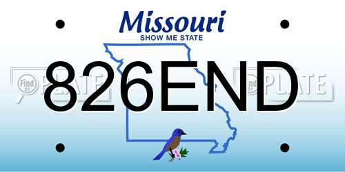 826END Missouri License Plate