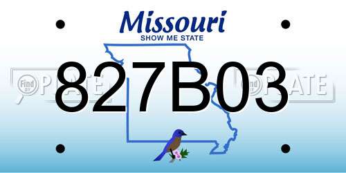 827B03 Missouri License Plate