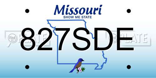 827SDE Missouri License Plate