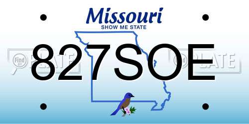 827SOE Missouri License Plate
