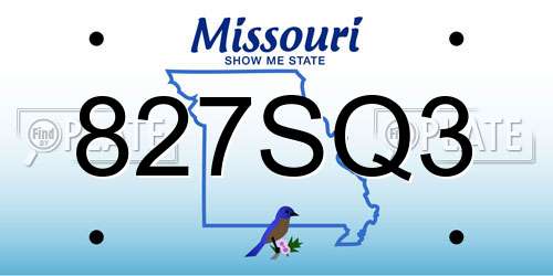 827SQ3 Missouri License Plate