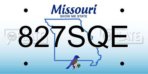 827SQE Missouri License Plate