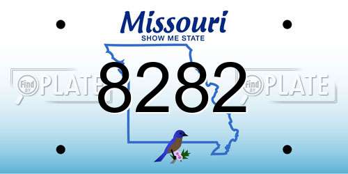 8282 Missouri License Plate