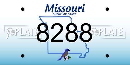 8288 Missouri License Plate