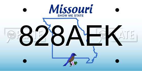 828AEK Missouri License Plate