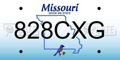 828CXG Missouri License Plate