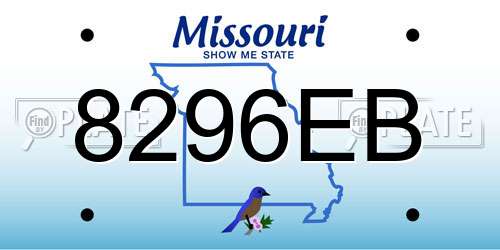8296EB Missouri License Plate