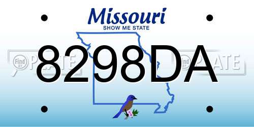 8298DA Missouri License Plate