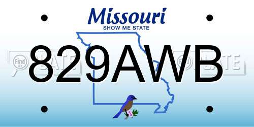 829AWB Missouri License Plate