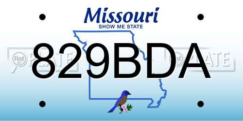 829BDA Missouri License Plate