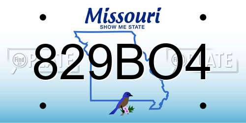 829BO4 Missouri License Plate
