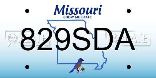 829SDA Missouri License Plate
