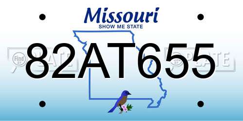 82AT655 Missouri License Plate