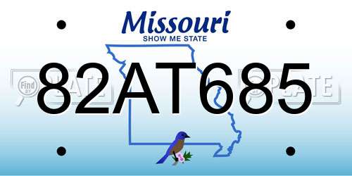 82AT685 Missouri License Plate