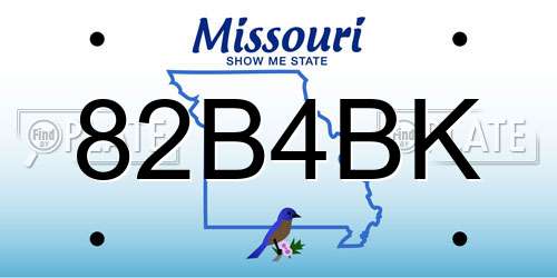 82B4BK Missouri License Plate