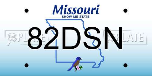 82DSN Missouri License Plate