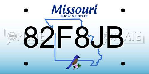 82F8JB Missouri License Plate