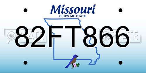 82FT866 Missouri License Plate