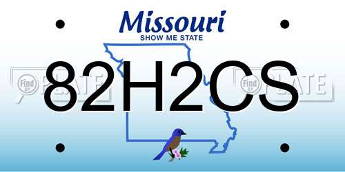 82H2CS Missouri License Plate